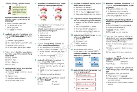 5 Sınıf Sözcükte Anlam Testleri ve Cevapları 7 Test HangiSoru