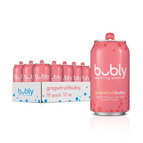 Bubly Grapefruit Flavored Sparkling Water 12 Oz 18 Pack Cans