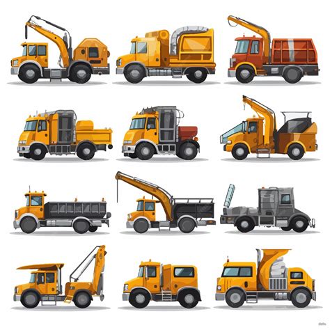 Premium Vector | Different types of construction trucks