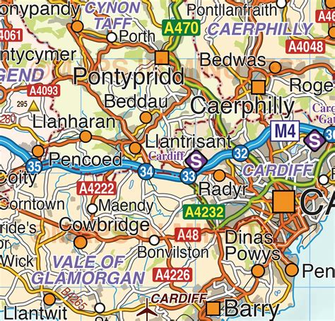 Detailed Wales Road And Rail Map In Illustrator Ai Vector Format With