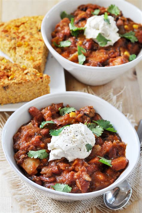 Vegan Crockpot Chili With Cashew Sour Cream The Colorful Kitchen