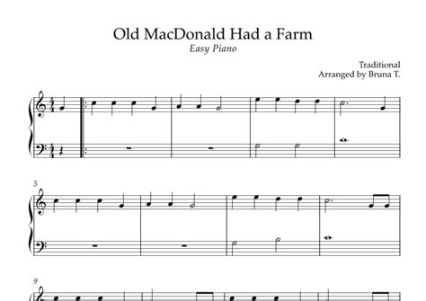 Old Macdonald Had A Farm Kids Piano Arr Bruna T By Traditional