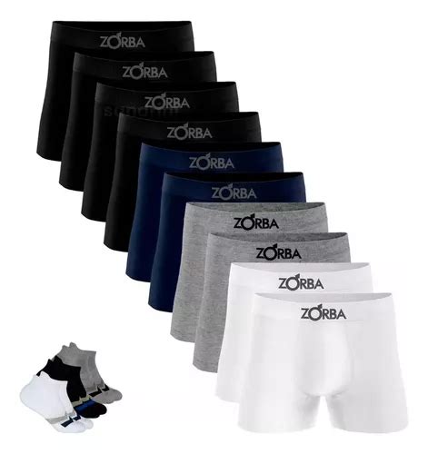 Kit Cueca Zorba Boxer Algod O Sem Costura Adulto Meias Frete Gr Tis