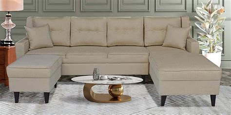 Buy Santiago Fabric LHS Sectional Sofa In Beige Colour At 33 OFF By