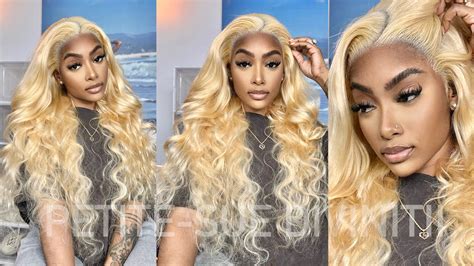 AMAZING 30 13X4 BLONDE TRANSPARENT LACE FRONT WIG INSTALL Ft Mega