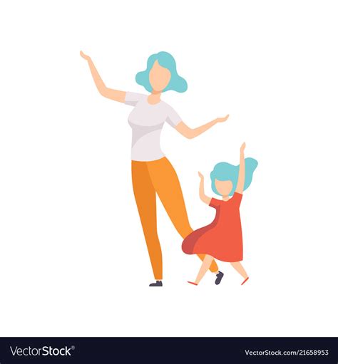 Mom and daughter dancing having fun Royalty Free Vector