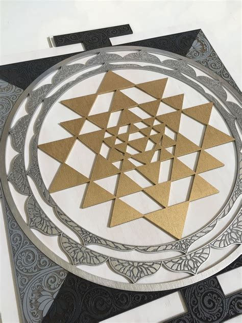 With Motif Sri Yantra Wall Art Laser Cut Sacred Geometry Etsy