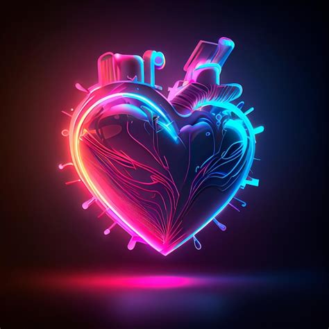 Premium Photo Pretty Neon Heart Illustration With Isolated Background