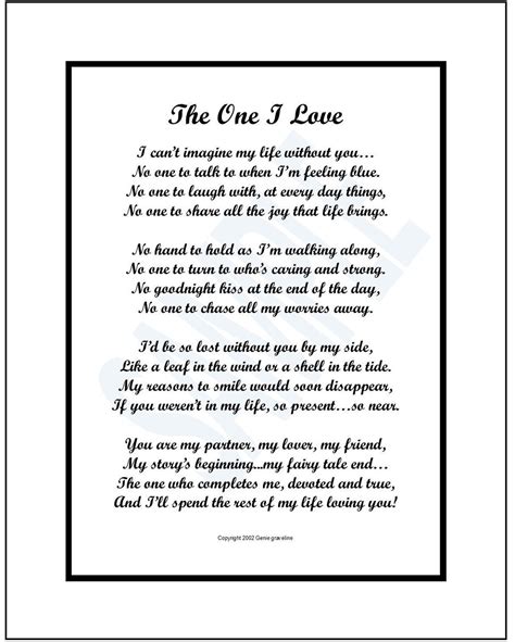 The One I Love, DIGITAL DOWNLOAD, Poem Verse Print Birthday Present for ...