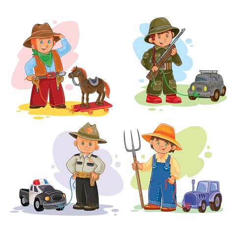 Set Vector Icons Of Small Children Different Professions Download