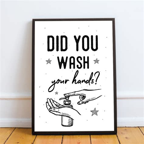 Wash Your Hands Bathroom Print Framed Bathroom Decor Sign