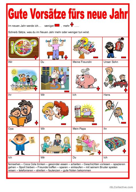 Futur Gute Vors Tze F Rs Neue Jahr English Esl Worksheets Pdf Doc