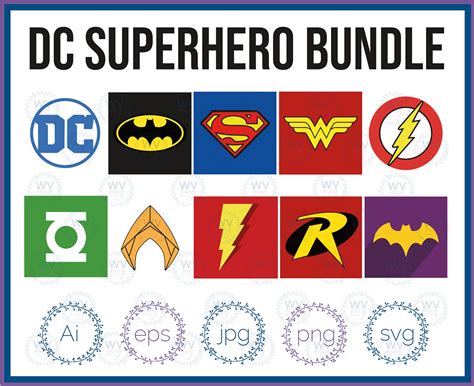 DC Comic Superhero Logo Bundle | Etsy