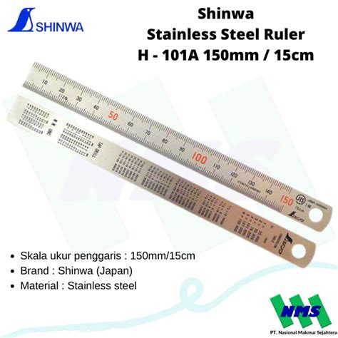 Jual Penggaris SHINWA H 101A Stainless Steel 150mm 15cm Satin Finish