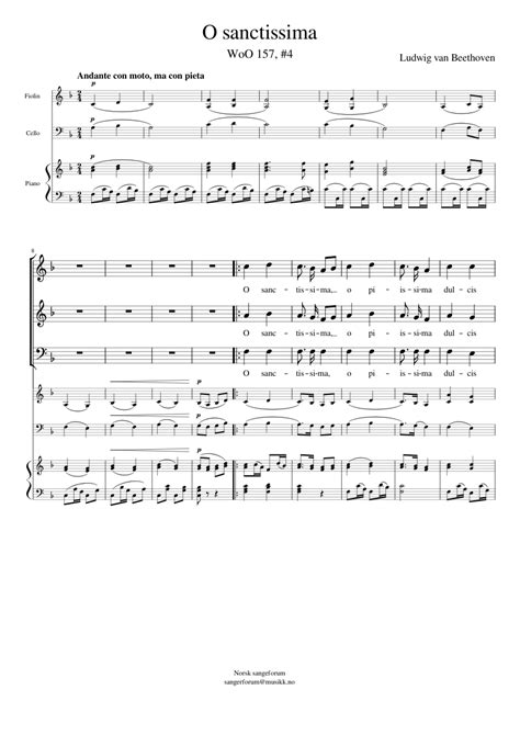 O Sanctissima Sheet Music For Piano Soprano Bass Voice Mezzo Soprano