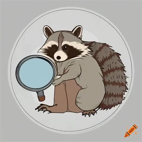 Cartoon Raccoon Detective With A Magnifying Glass On Craiyon