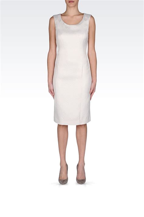 Armani Classic Sheath Dress With Quilted Effect In White Ivory Lyst