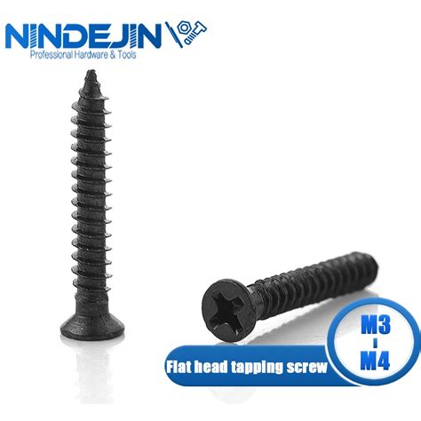 Nindejin Cross Countersunk Flat Head Self Tapping Screw Black Carbon