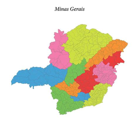 Colored Map Of Minas Gerais State Brazil With Borders Regions