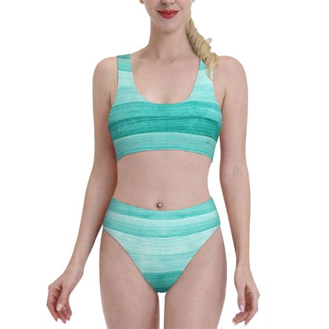 Daiia Teal Turquoise Women S Bikini Swimsuit Two Piece Swimsuit High Waisted Slim Fit High Leg