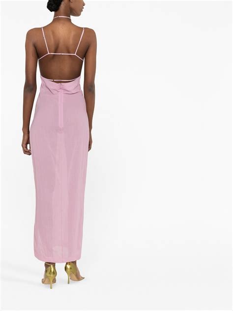 Nensi Dojaka Cut Out Semi Sheer Maxi Dress Pink Farfetch