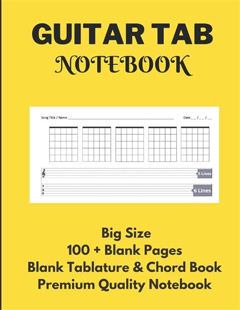 Guitar Tab Notebook Blank Tablature And Chord Book For Guitar Manuscript