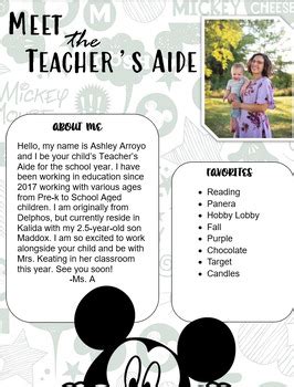 Mickey Mouse Meet The Teacher S Aide Editable By Ashleys Poppin Pre K