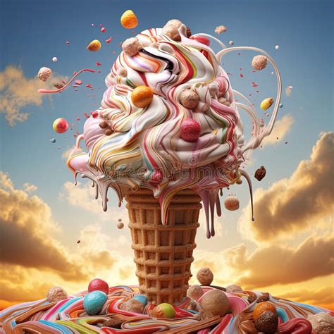 An Ice Cream Tornado that is Very Colourful and Has Lots of Chunks and ...