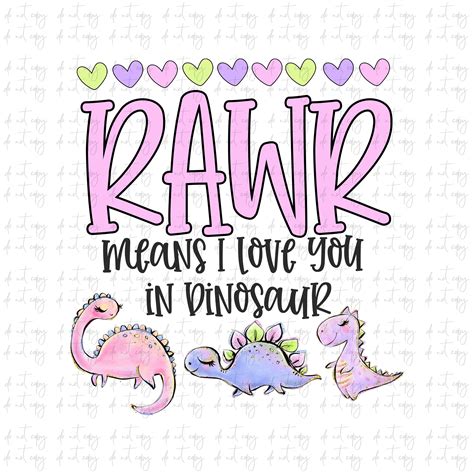 Rawr Means I Love You In Dinosaur Valentines Day Pink Purple Dinosaurs