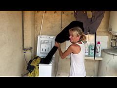 Accidental Sex In The Washing Machine The Neighbor Has Two Quick Orgasms Cum Inside