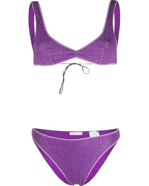 Oséree Purple Lumière Bra 80s Bottom Bikini Set Lyst UK