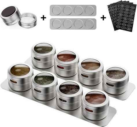 Amazon HOMGEN 12Pack Magnetic Spice Container Stainless Steel