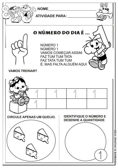 Atividades para Sequência Didática Numerais a Turma da Mônica