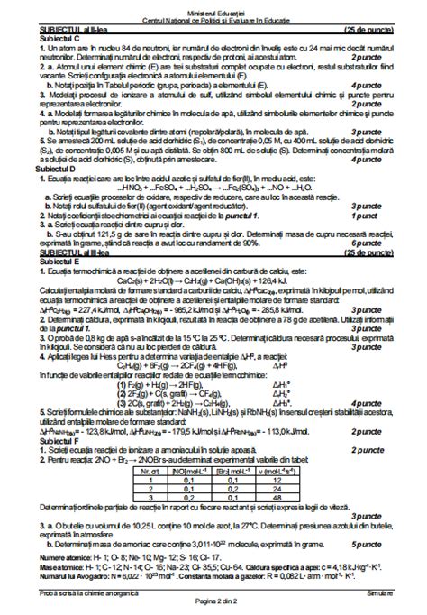 Subiectele La Chimie De La Simulare Bacalaureat 2024 Au Fost Publicate