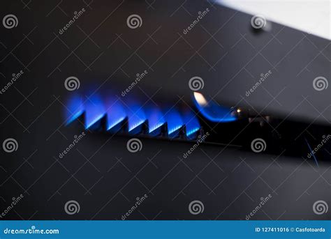 Natural Gas Burning with Blue Flames. Stock Photo - Image of industrial ...