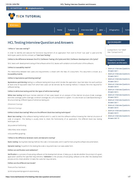 HCL Testing Interview Question and Answers | PDF