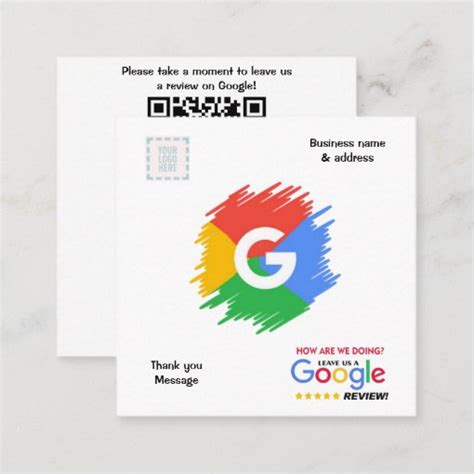 Google Review Business Card With Qr Code Linked Zazzle