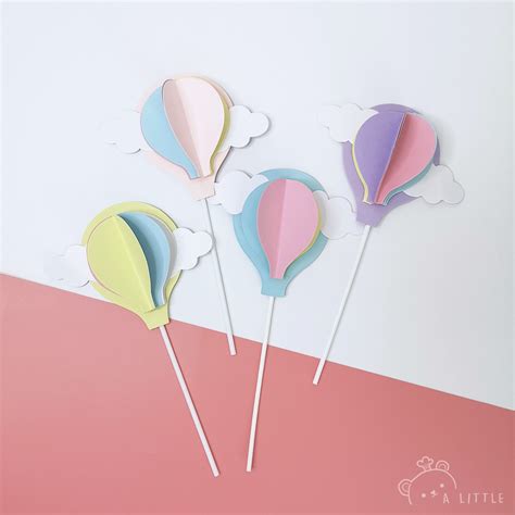 D Colorful Hot Air Balloon Cake Topper Birthday Party Decoration Baby Shower