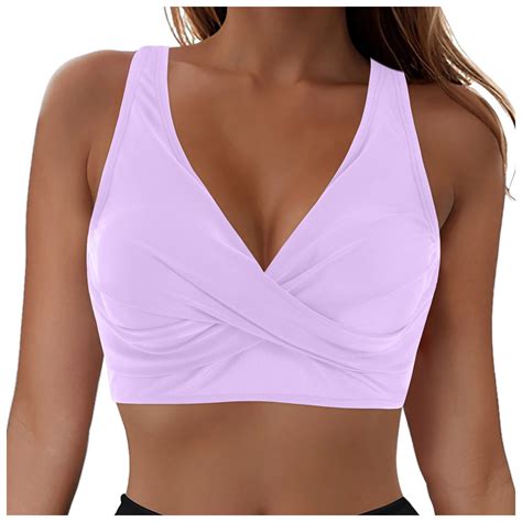 Hauetro Women S Underwire Full Coverage Bikini Top Only Criss Cross Swim Crop Top Push Up