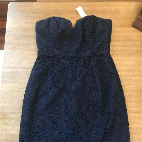 J Crew Dresses J Crew Navy Strapless Dress Allover Leavers Lace