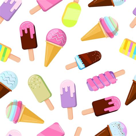 Premium Vector Different Ice Creams Illustrations Vector Seamless