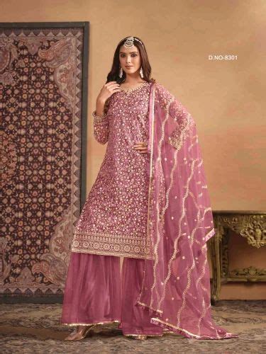 Designer Soft Net With Embroidery Work Sharara Suit At Rs Piece