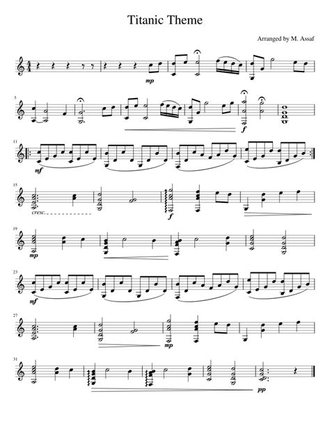 Titanic Theme Guitar Sheet Music For Piano Solo Easy