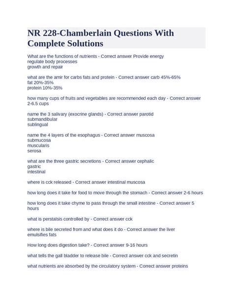 Nr Chamberlain Questions With Complete Solutions Exams Nursing