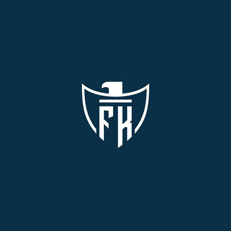 Fk Initial Monogram Logo For Shield With Eagle Image Vector Design