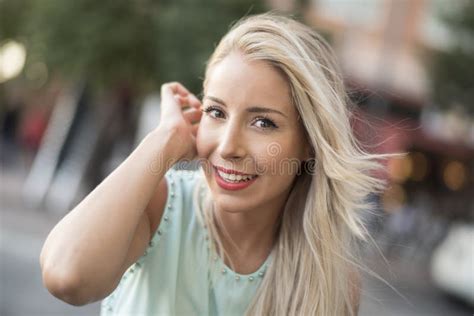 Blonde Beauty Woman Touching Her Hair Stock Photo Image Of Seduction Hair