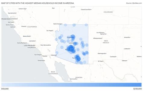 Highest Median Household Income In Arizona By City Zip Atlas