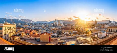 the skyline of palermo while sunset, sicily Stock Photo - Alamy