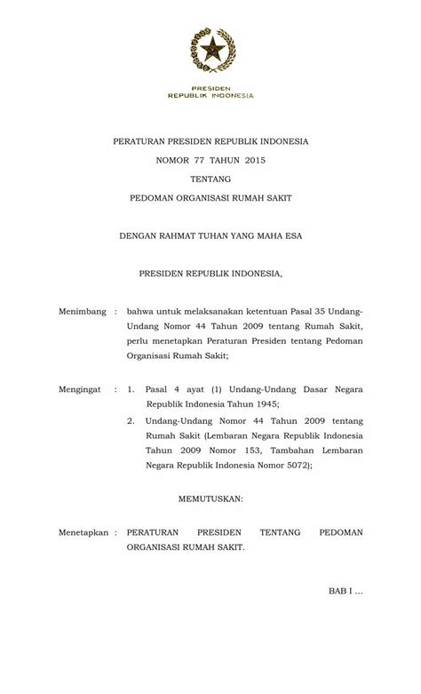 Pdf Peraturan Presiden Republik Indonesia Pengaturan Pedoman