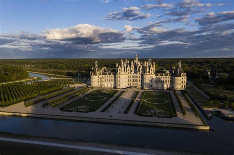 Aerial View of the Castle of Chambord with Its New French Gardens ...